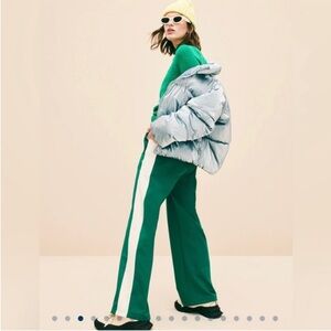 Green and White Women's Pants High Waisted Brushed PowerSoft NEW XS Track Retro